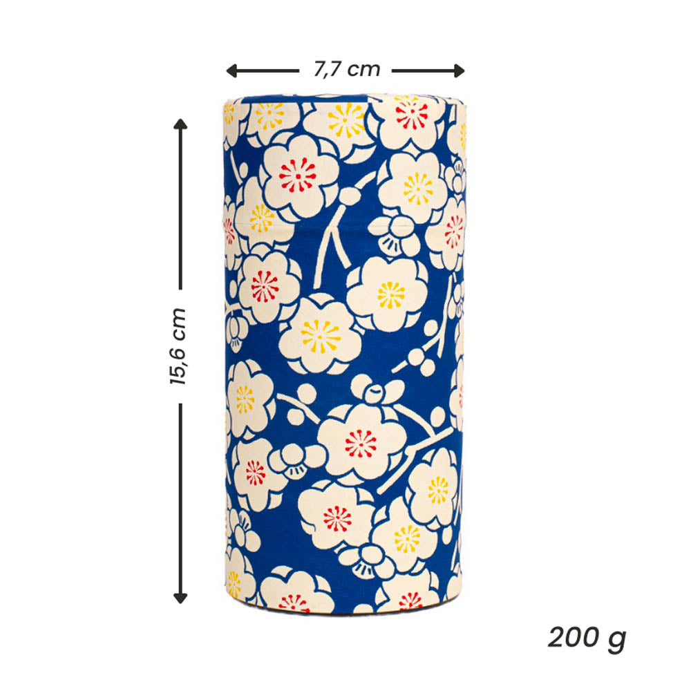 Lata de Té de Washi - Ume Azul