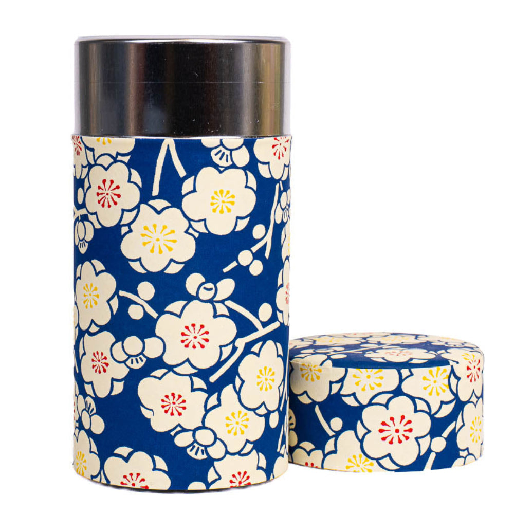Lata de Té de Washi - Ume Azul
