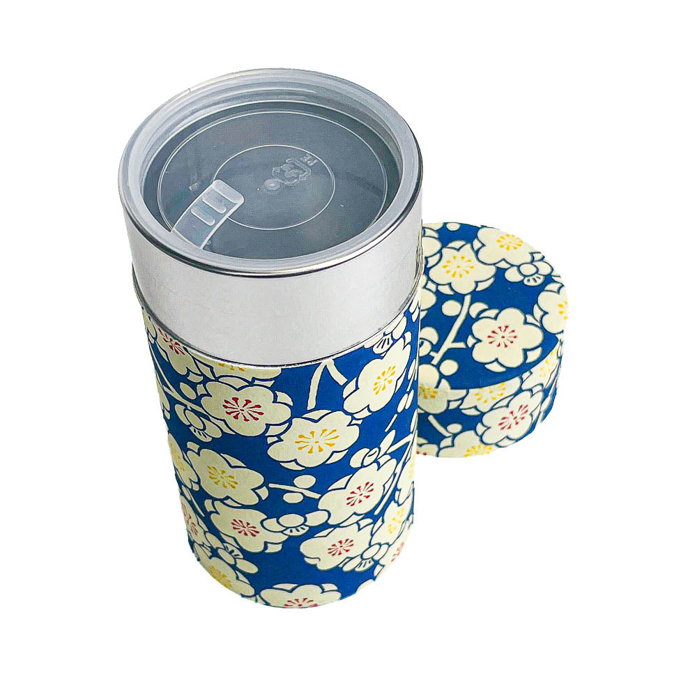Lata de Té de Washi - Ume Azul