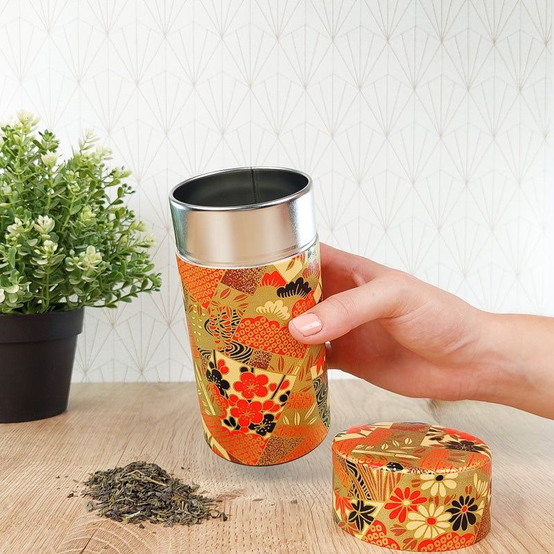 Lata de Té Japonesa Washi Hana