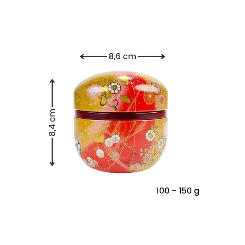 Lata para Té Redonda Dorada y Roja