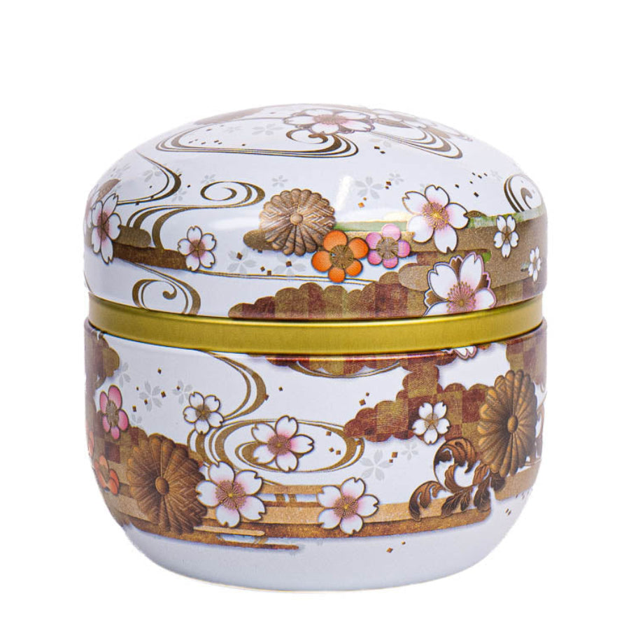 Lata para Té Redonda - Floral Blanca