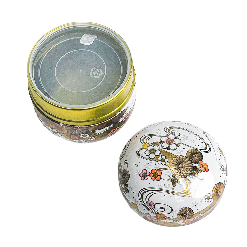 Lata para Té Redonda - Floral Blanca