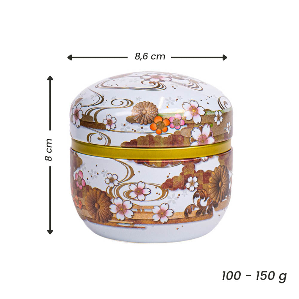 Lata para Té Redonda - Floral Blanca