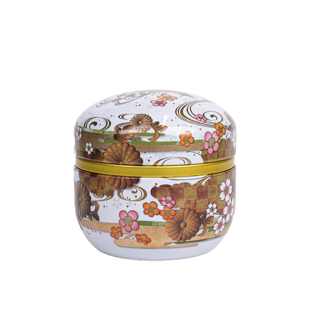 Lata para Té Redonda - Floral Blanca