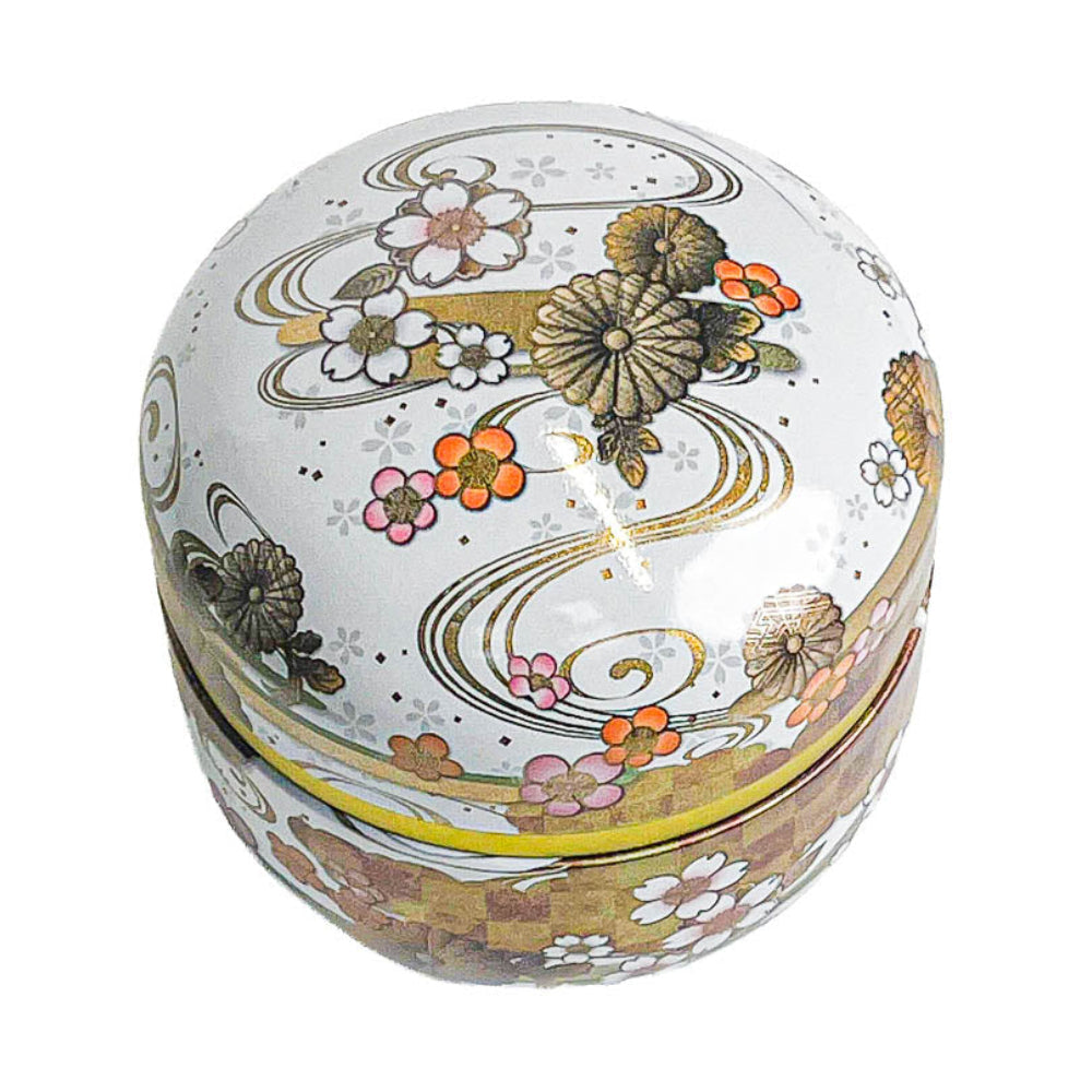 Lata para Té Redonda - Floral Blanca