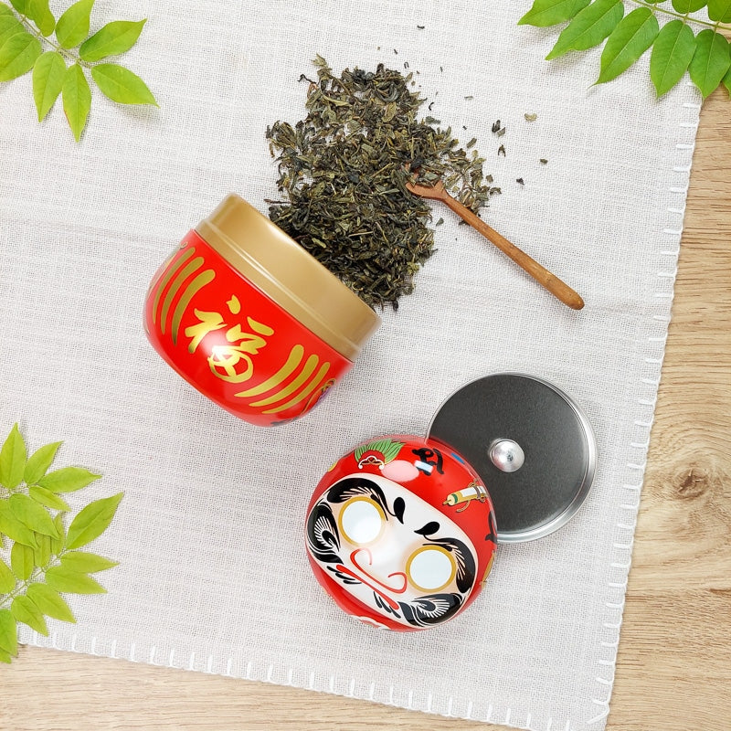 Lata Roja de Metal para Té Daruma