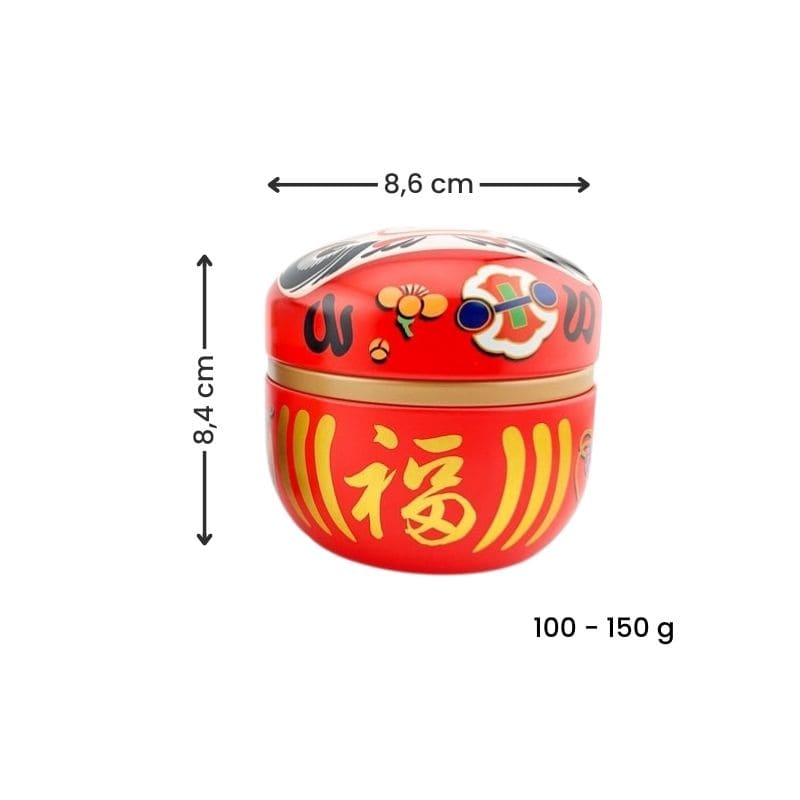 Lata Roja de Metal para Té Daruma