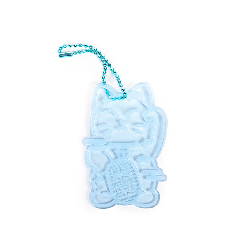 Llavero - Maneki Neko Azul Fluorescente