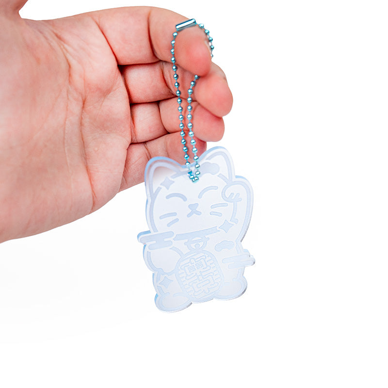 Llavero - Maneki Neko Azul Fluorescente