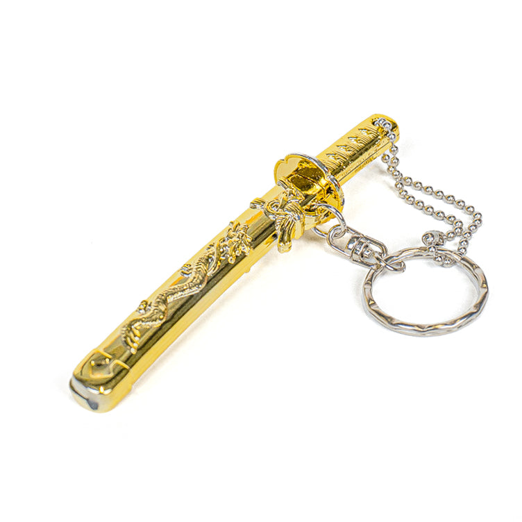 Llavero Mini Katana - Dragón Dorado
