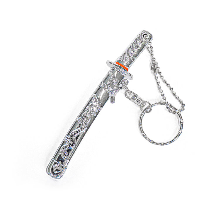 Llavero Mini Katana - Dragón Plateado