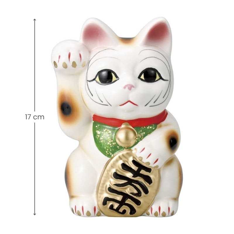 Maneki Neko Blanco Pata Derecha - 17 cm