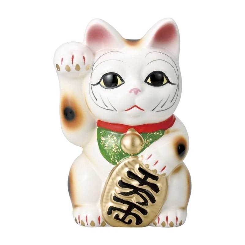Maneki Neko Blanco Pata Derecha - 17 cm