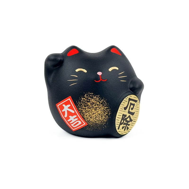 Maneki Neko Redondo Negro