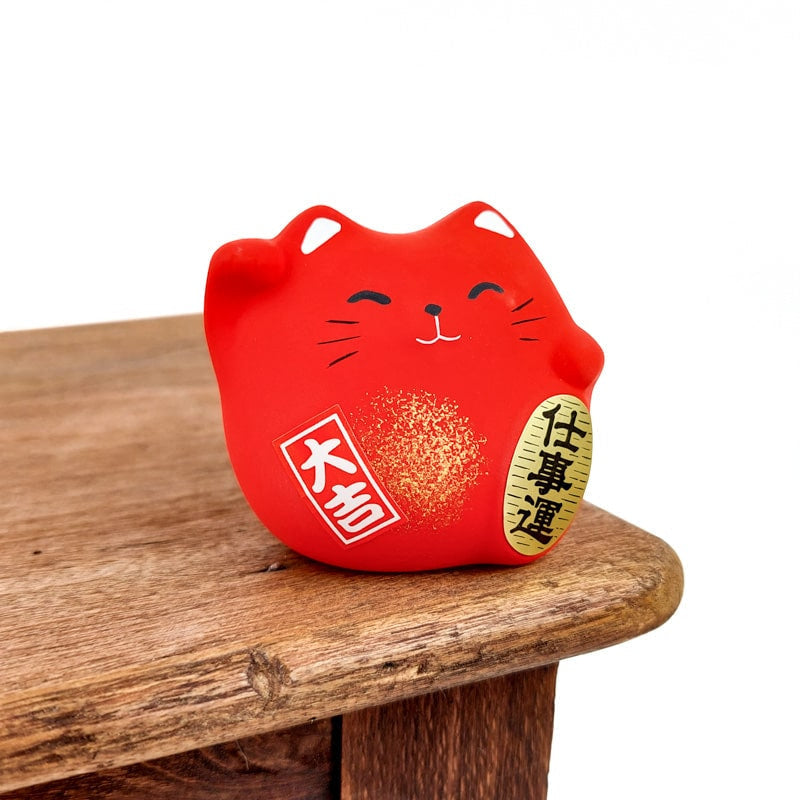 Maneki Neko Redondo Rojo