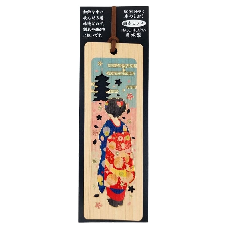 Marcapáginas Ciprés Japonés Geisha y Pagoda