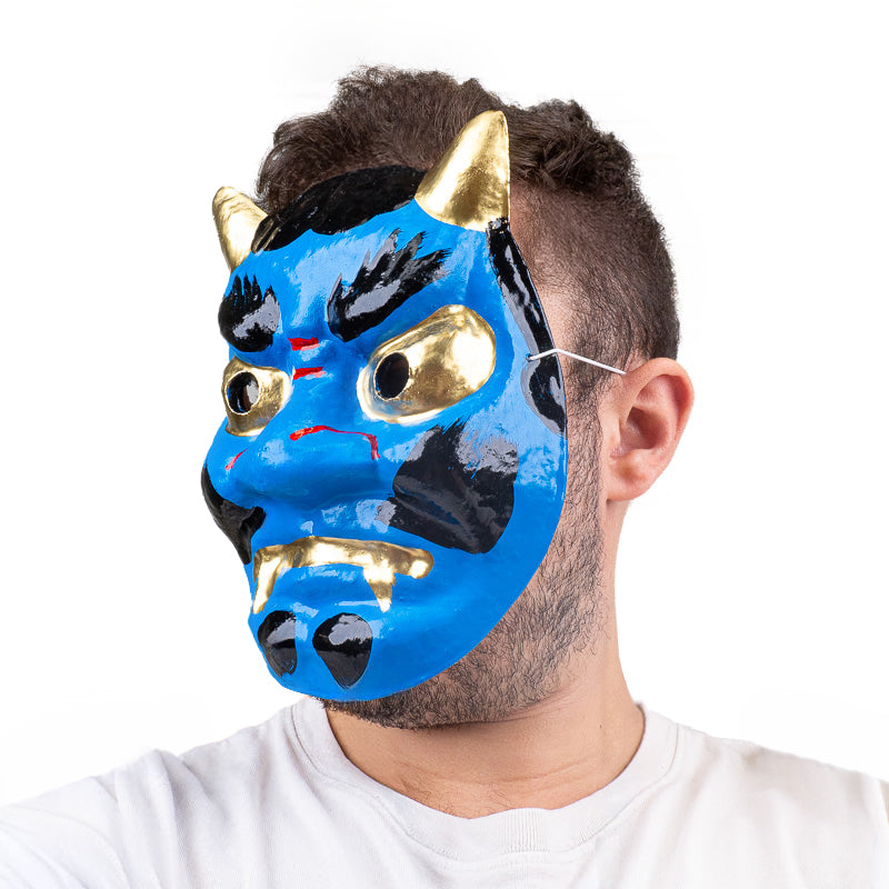 Máscara Oni Japonesa Papel Maché - Azul