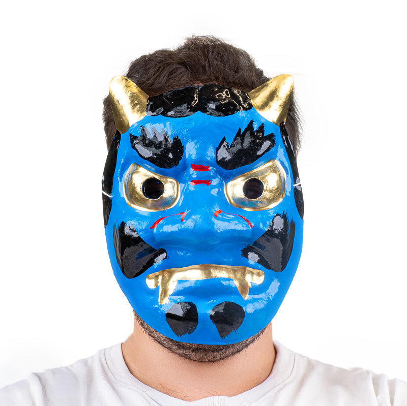 Máscara Oni Japonesa Papel Maché - Azul