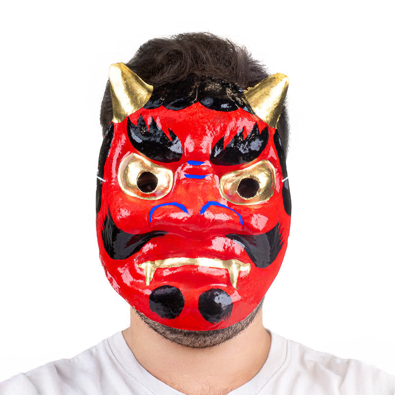Máscara Oni Japonesa Papel Maché - Roja