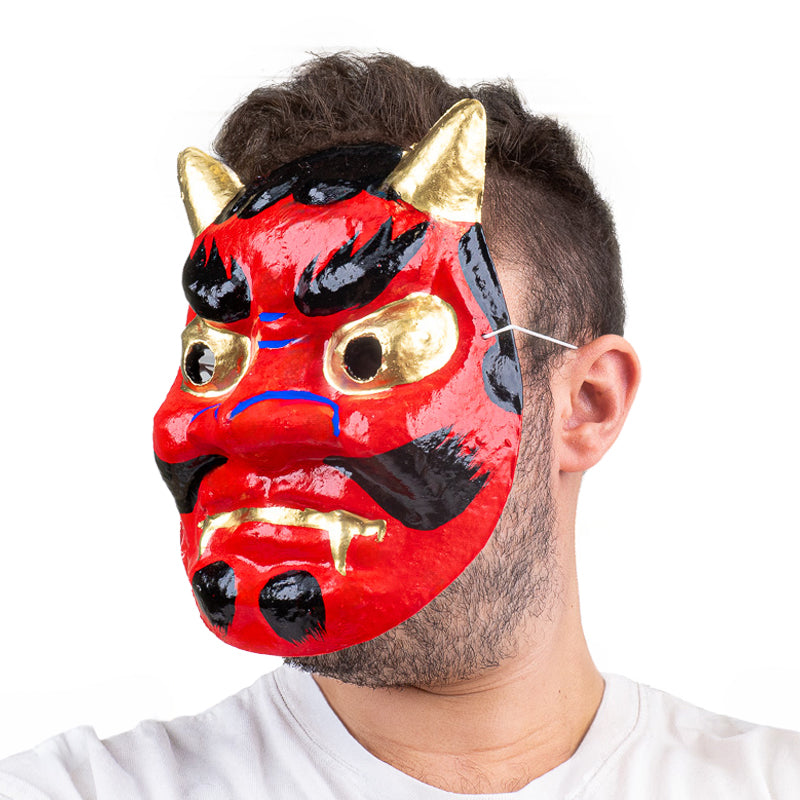 Máscara Oni Japonesa Papel Maché - Roja
