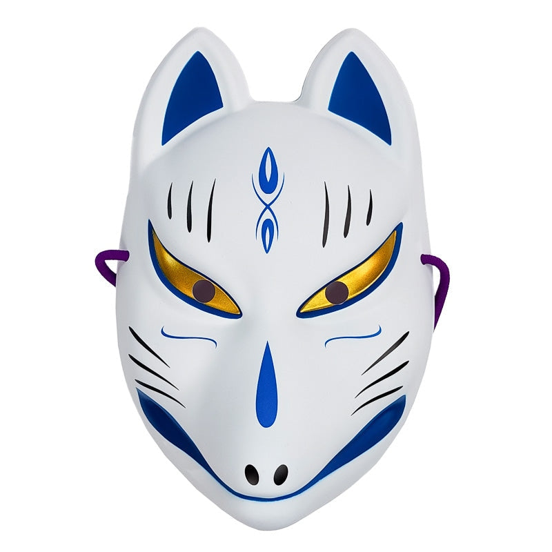 Máscara Zorro Japonesa Azul y Blanca