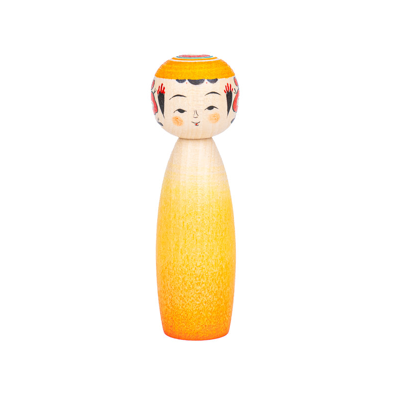 Muñeca Kokeshi Japonesa - Degradado Daidai - 9 cm