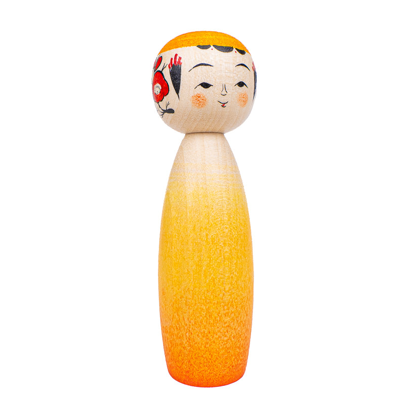 Muñeca Kokeshi Japonesa - Degradado Daidai - 9 cm