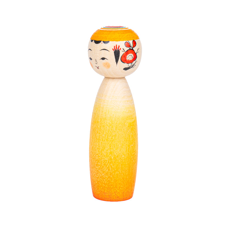 Muñeca Kokeshi Japonesa - Degradado Daidai - 9 cm