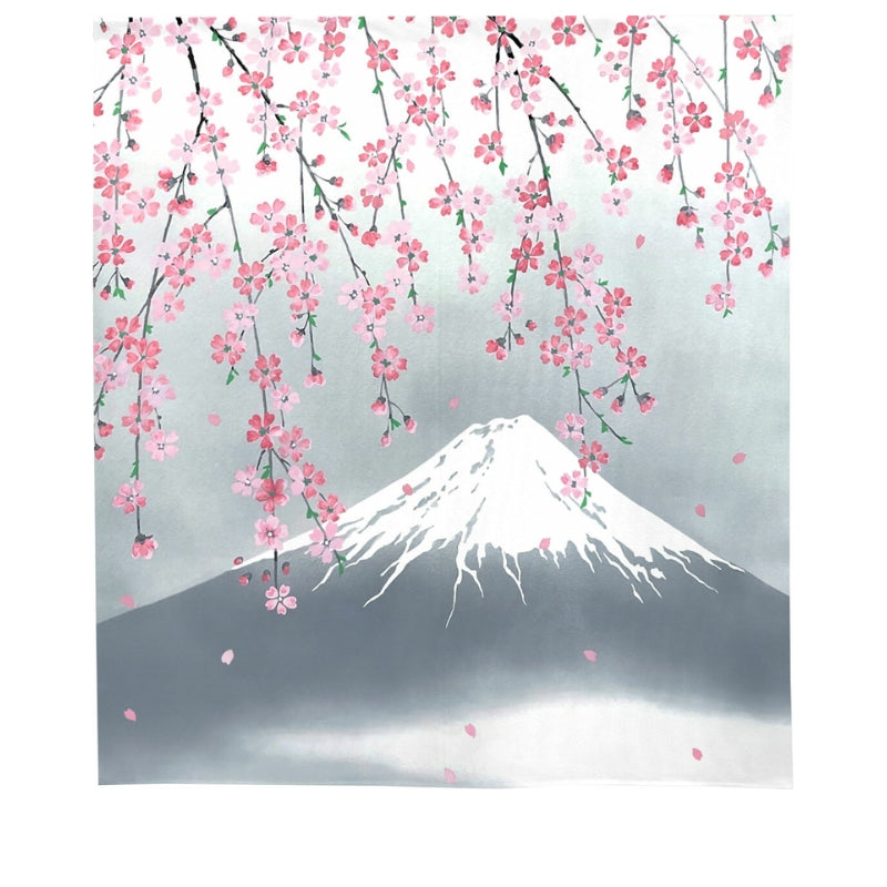 Noren Japonés Cerezo y Fuji 85 x 90 cm