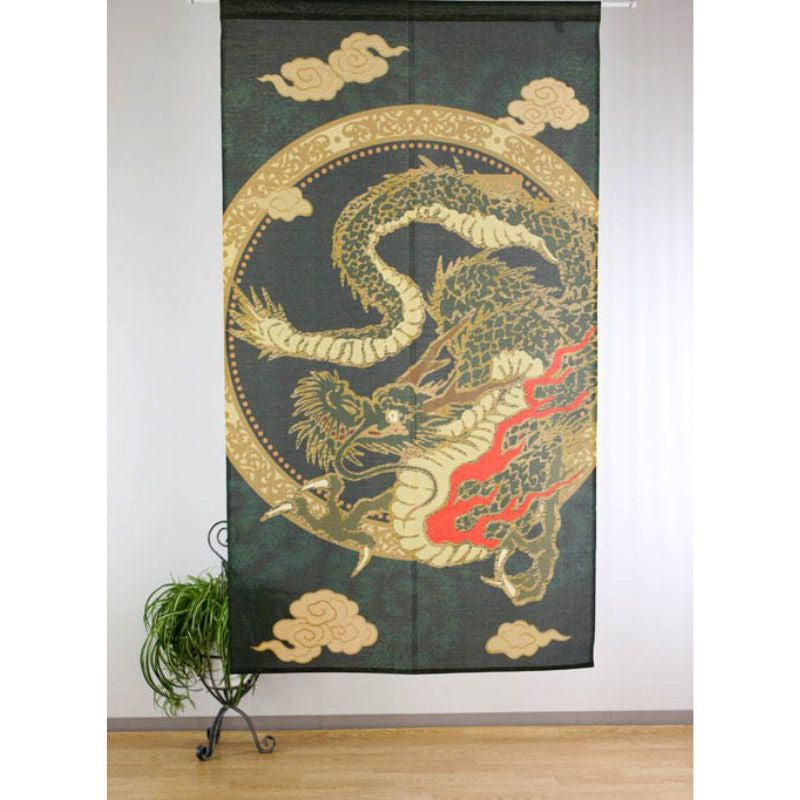 Noren Japonés Dragón Oro 85 x 150 cm