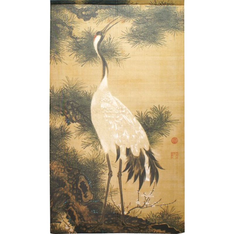 Noren Japonés Grulla y Pino 85 x 150 cm