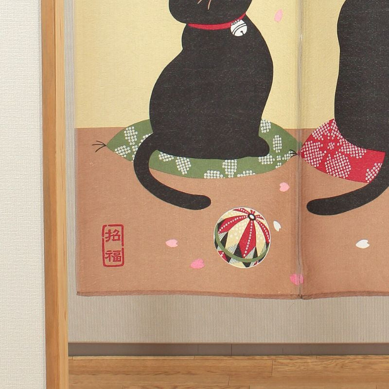 Noren Japonés Sakura Neko 85 x 150 cm