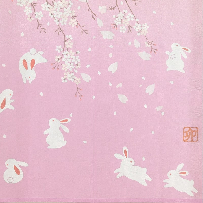 Noren Japonés Sakura Usagi 85 x 150 cm