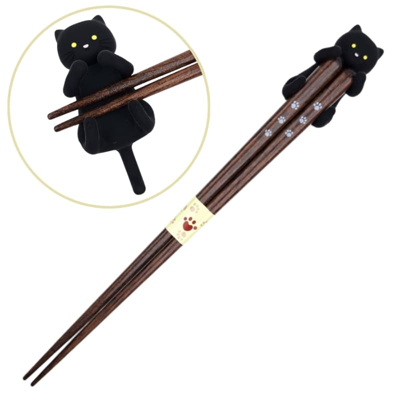 Palillos Japoneses Kawaii Gato Negro