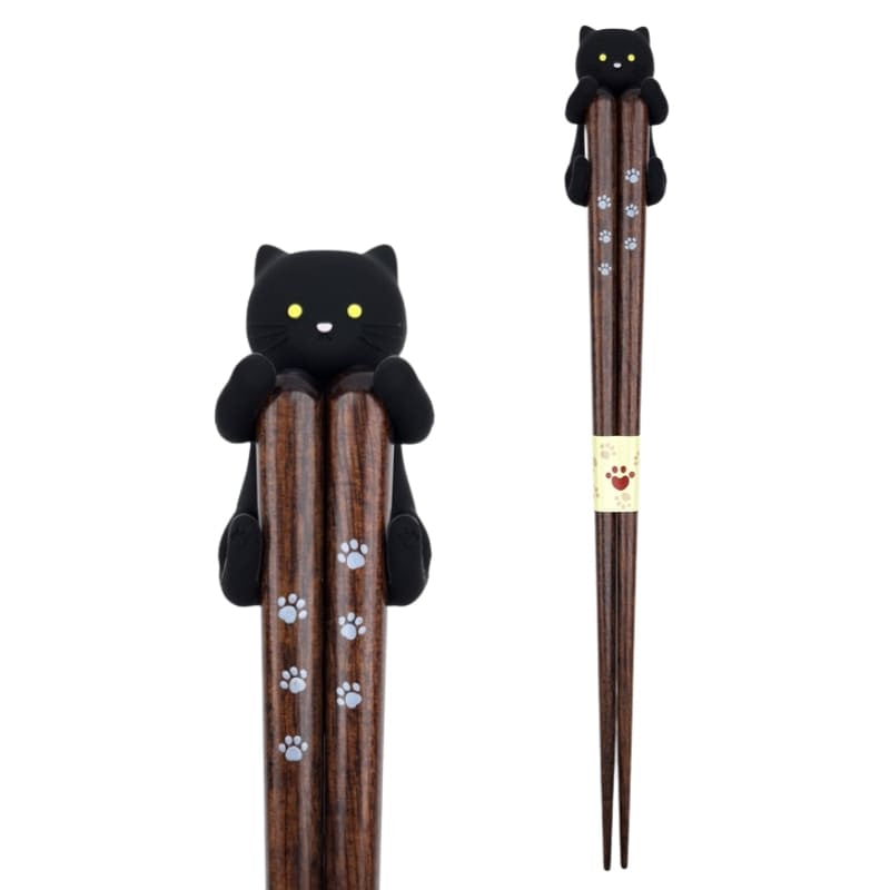 Palillos Japoneses Kawaii Gato Negro