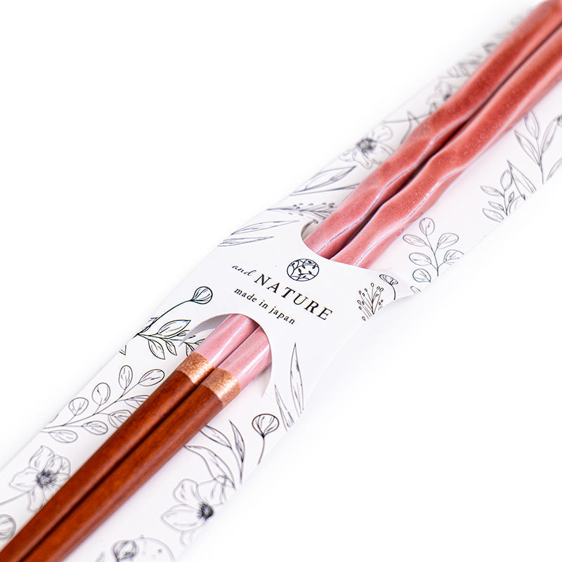 Palillos japoneses ondulados con purpurina rosa