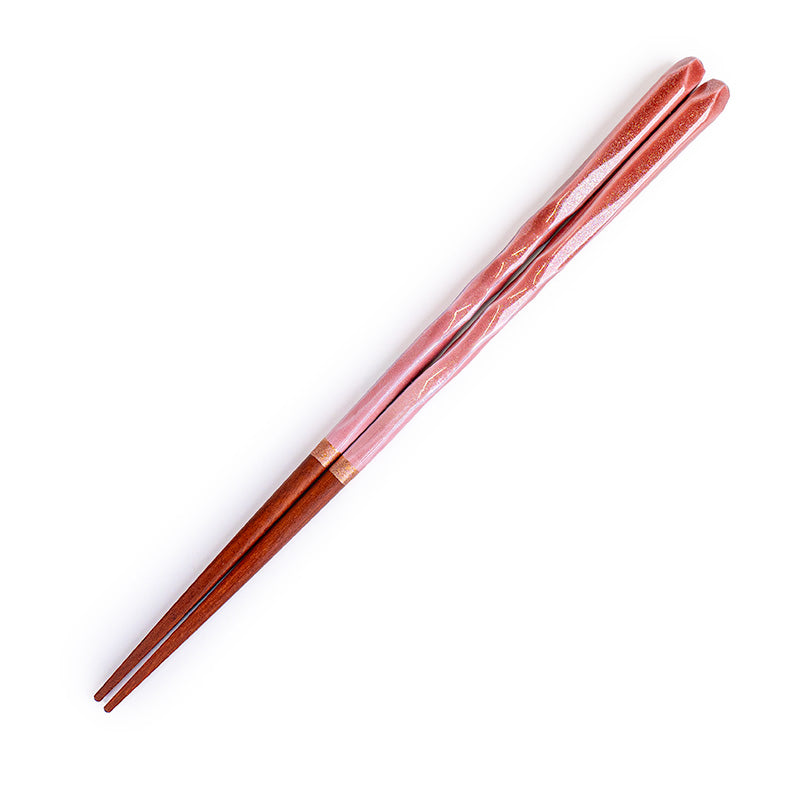 Palillos japoneses ondulados con purpurina rosa