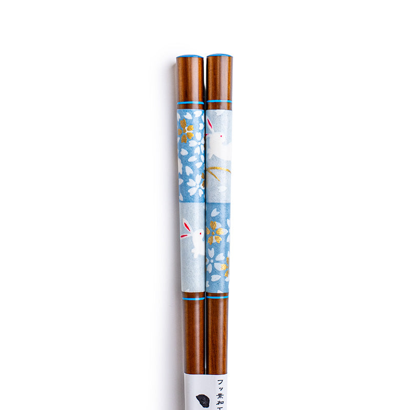 Palillos japoneses Sakura Usagi azules