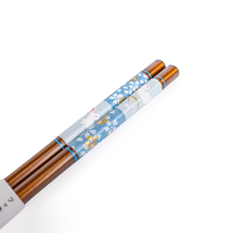 Palillos japoneses Sakura Usagi azules