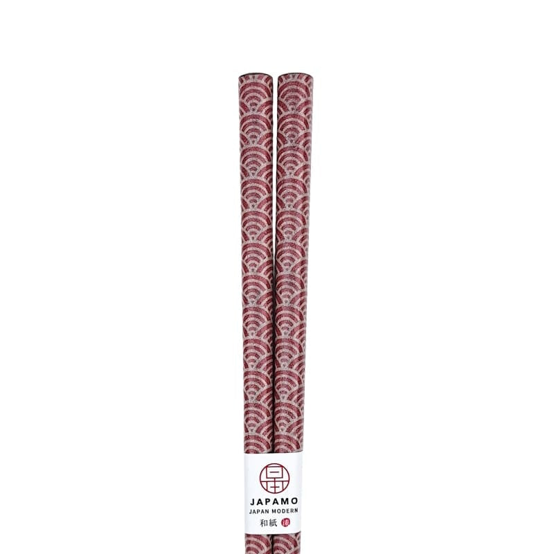 Palillos Japoneses Seigaiha Rojos
