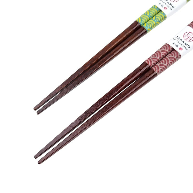 Palillos Japoneses Seigaiha Rojos