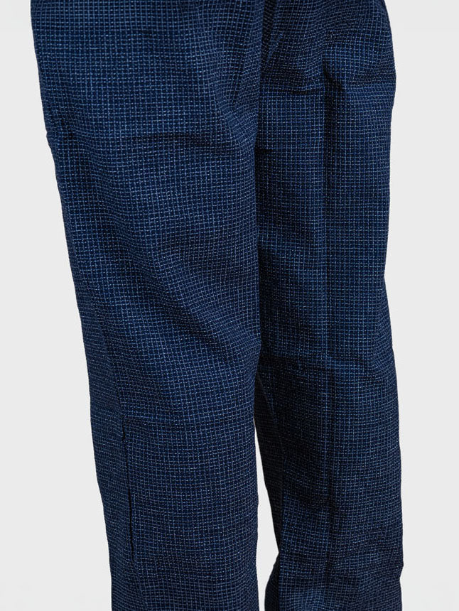 Pantalón Japonés Hombre – Cuadros Kōshi Azul Noche
