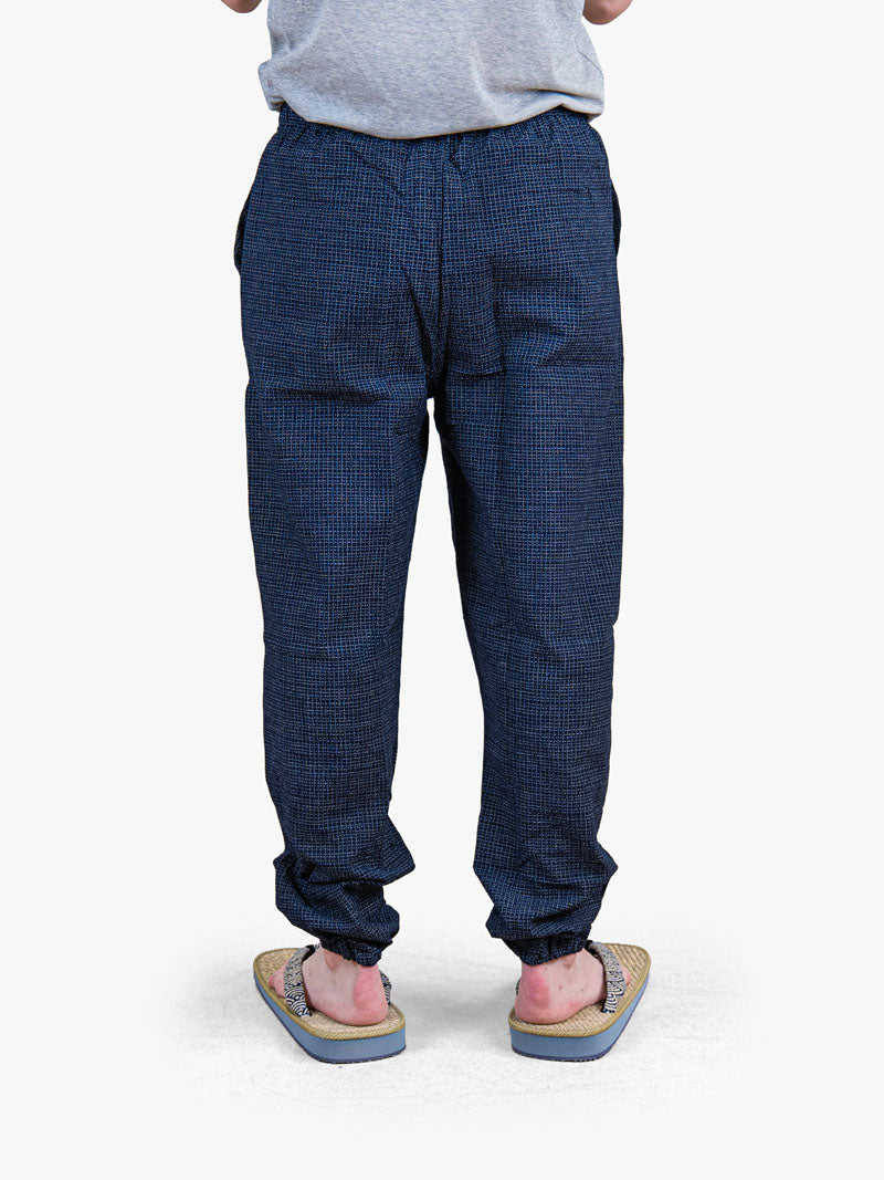 Pantalón Japonés Hombre – Cuadros Kōshi Azul Noche