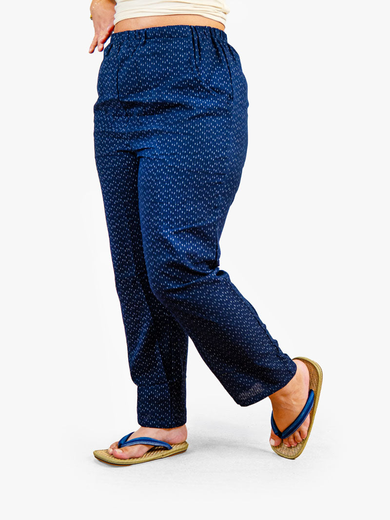 Pantalón Japonés Mujer – Kasuri Azul Marino