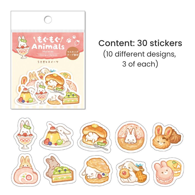 Pegatinas Kawaii Conejos y Pasteles