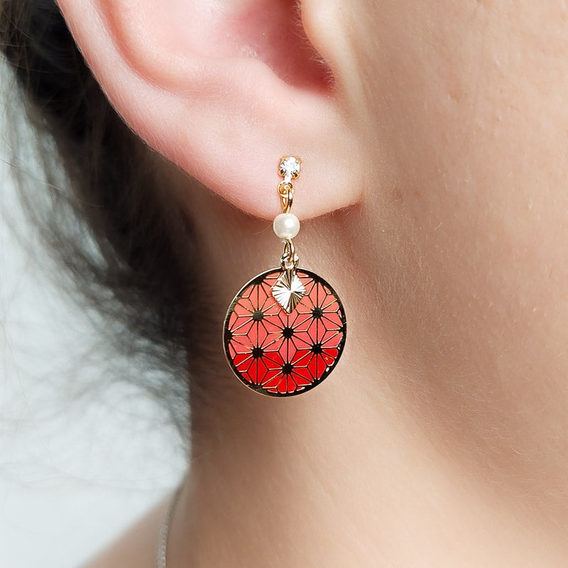 Pendientes Asanoha Rojos