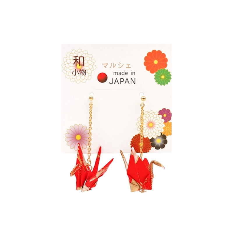 Pendientes Japoneses de Cadena Grulla Roja