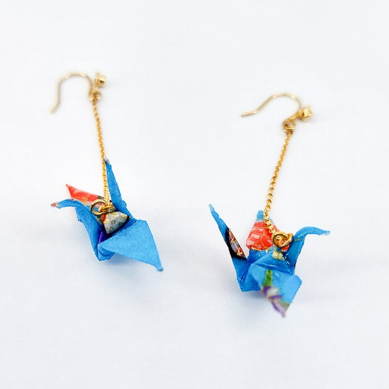 Pendientes Japoneses Grulla Azul