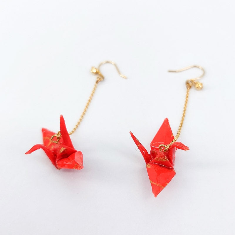 Pendientes Japoneses Grulla Roja